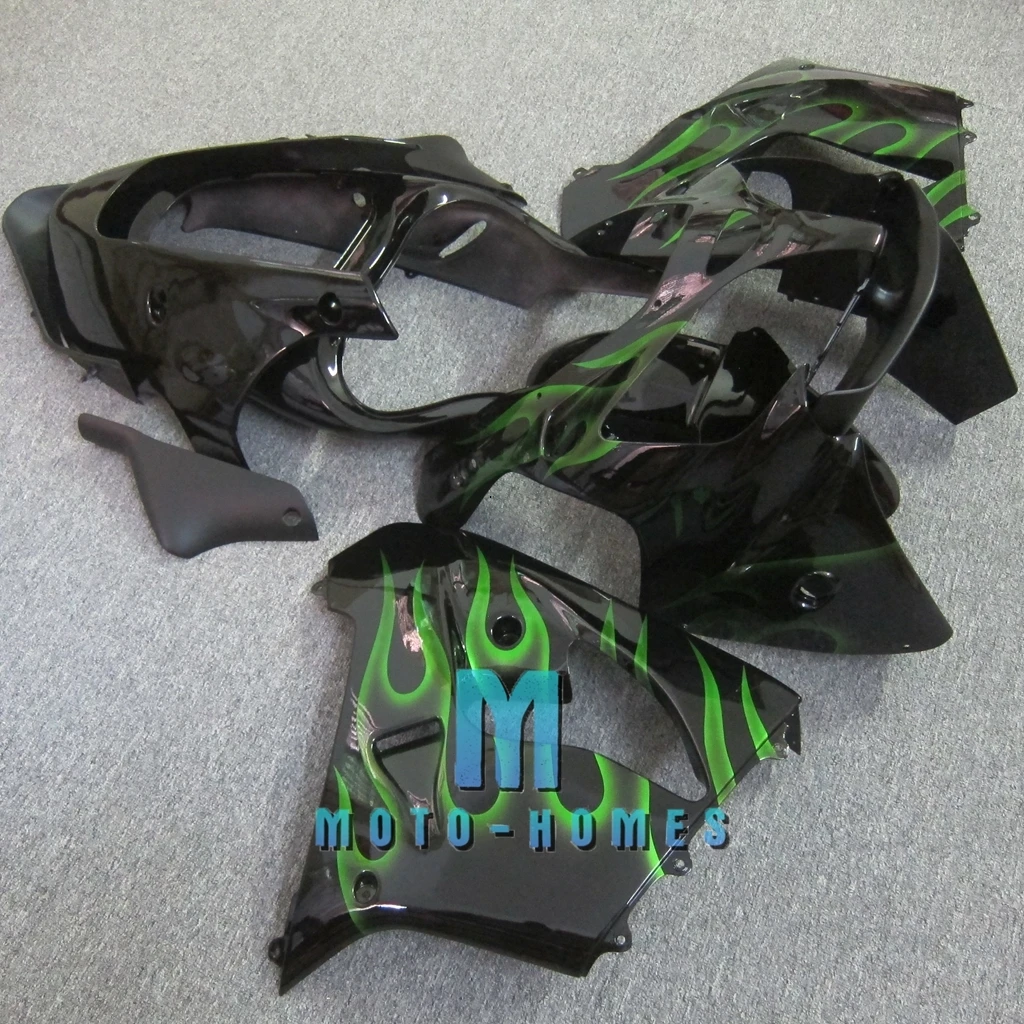 ABS Fairing  Bodykit for Kawasaki Ninja 2000 2001 ZX9R ZX 9R 00 01 Injection Fairings Bodywork Green Flames