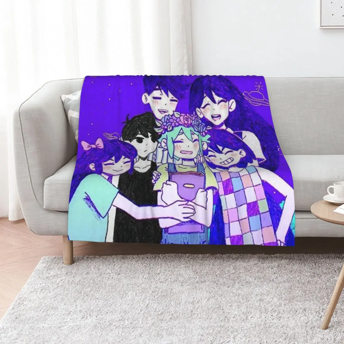Omori Character II Throw Blanket Warm Flannel Blanket for Couch Chair Bedroom