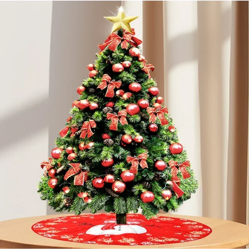 

TB 90cm Christmas Tree Foot Cover Santa Claus Snowflake Christmas Tree Skirt Decoration for Home Carpet Base Mat Navidad NewYear