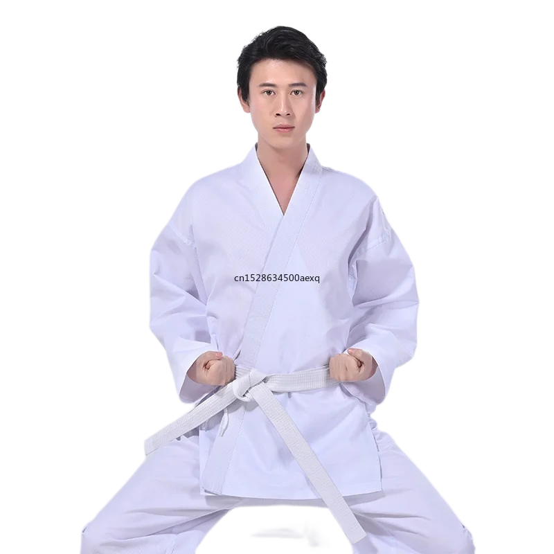 Karate Gi Uniform  Suit  Elastic Waistband For Kids Sports Training Fitness Gym Free White Belt