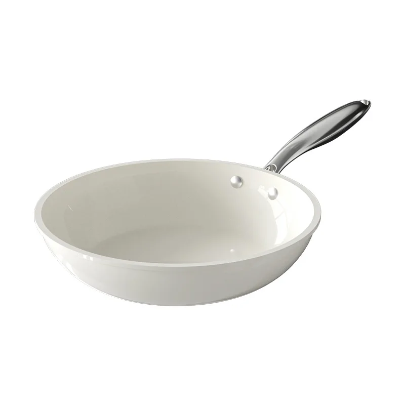 Poêles à œufs antiadhésives en céramique, poêle antiadhésive de 24cm, poêle de cuisson pour Induction en PTFE, PFAS et PFOA, sans four sûr, blanc