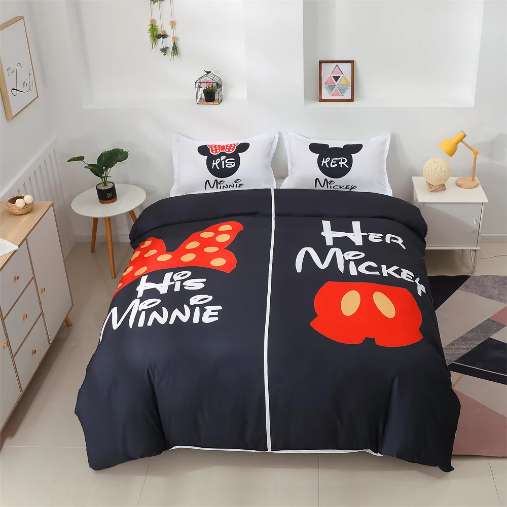 Imagem -06 - Disney Mickey Minnie Jogo de Cama dos Desenhos Animados Duplo Capa Edredão Conjunto Gêmeo Rainha Rei Único Branco Preto Crianças Criança Menina Roupas