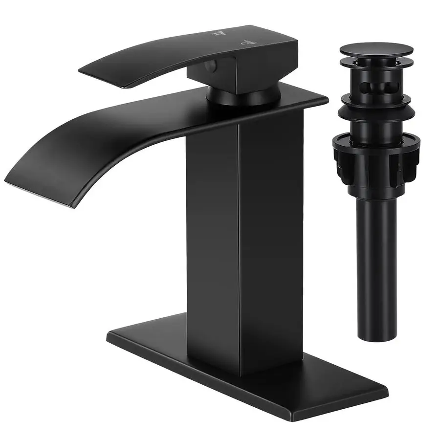 

Faucets Matte Black Waterfall Bathroom Sink Faucet Modern Single Handle Bathroom Faucet for 1 or 3 Hole Mxier Tap Washbasin Fauc