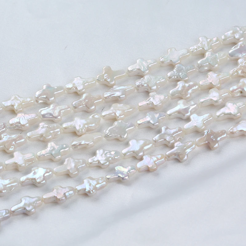 10-11mm*14-17mm  Cross Shaped Pearl Beads Loose Pearl Irregular Natural Freshwater Baroque Pearl Strand