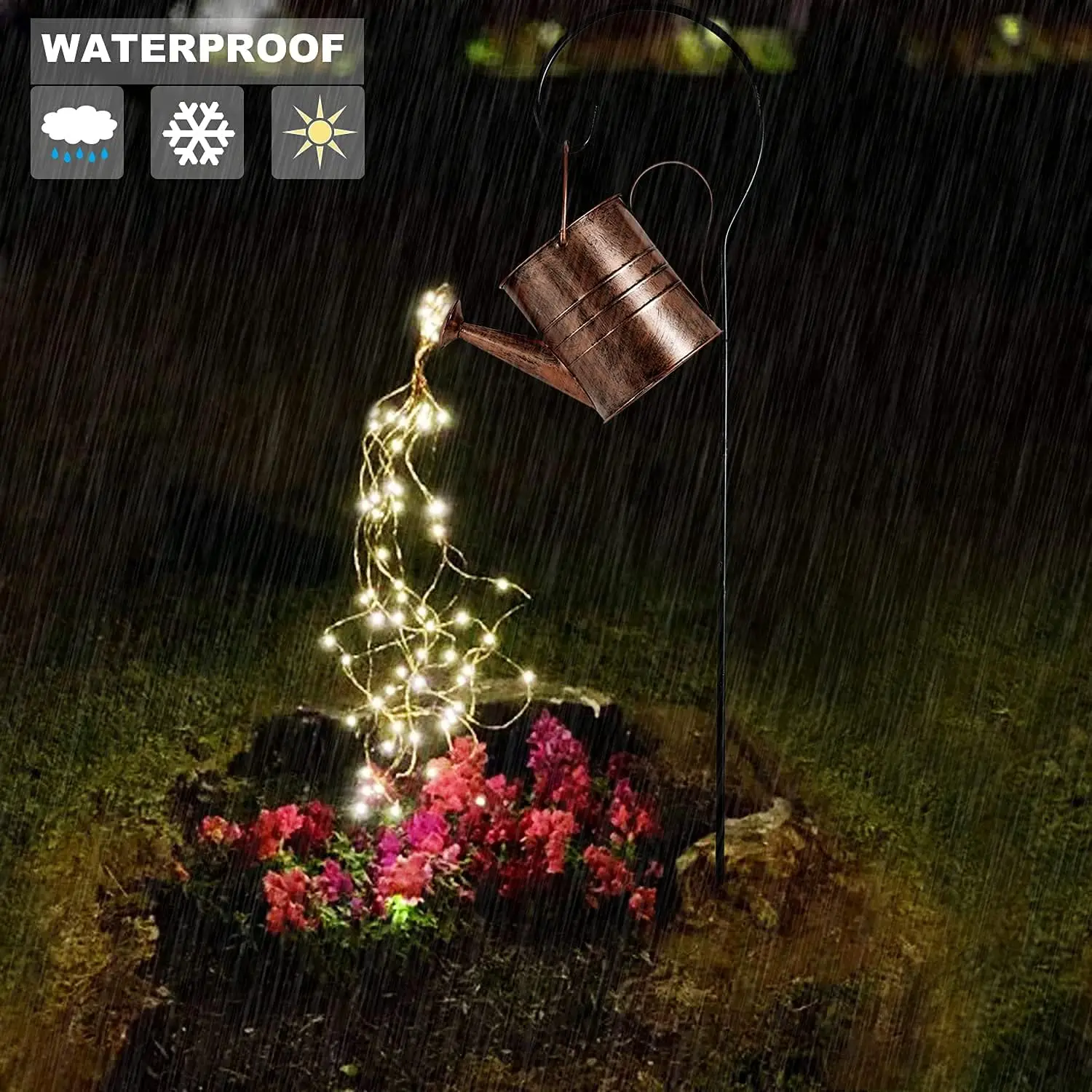 Luces solares para decoración de regadera al aire libre, linterna colgante impermeable para césped, Patio, jardín, regalo para abuela, mamá