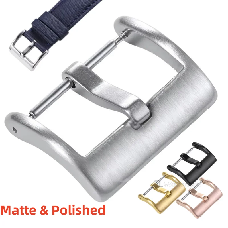 Uhrenarmband Metall Quadratische Schnalle 16 18 20 22 24mm Polierte Matte Verschlüsse Silber Schwarz Uhrenschnallen für Herren Damen Uhrenarmbänder
