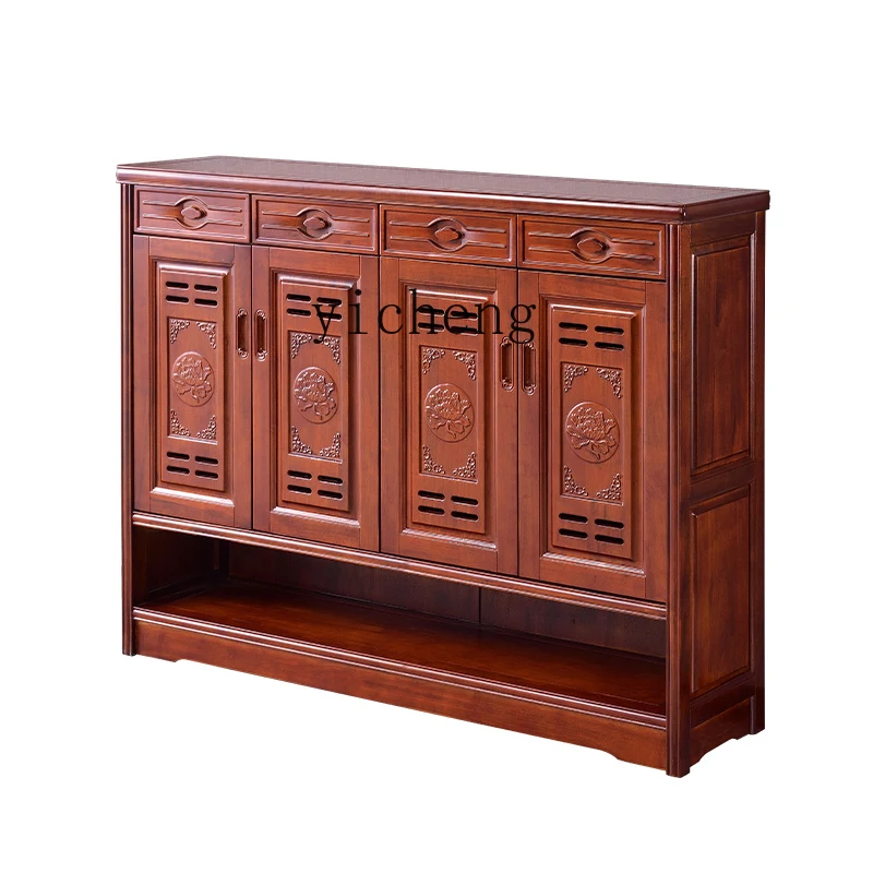 

Tqh Camphor Wood Solid Wood Shoe Cabinet Entrance Doorway Household Indoor Chinese Shoe Cabinet Multi-Layer Locker