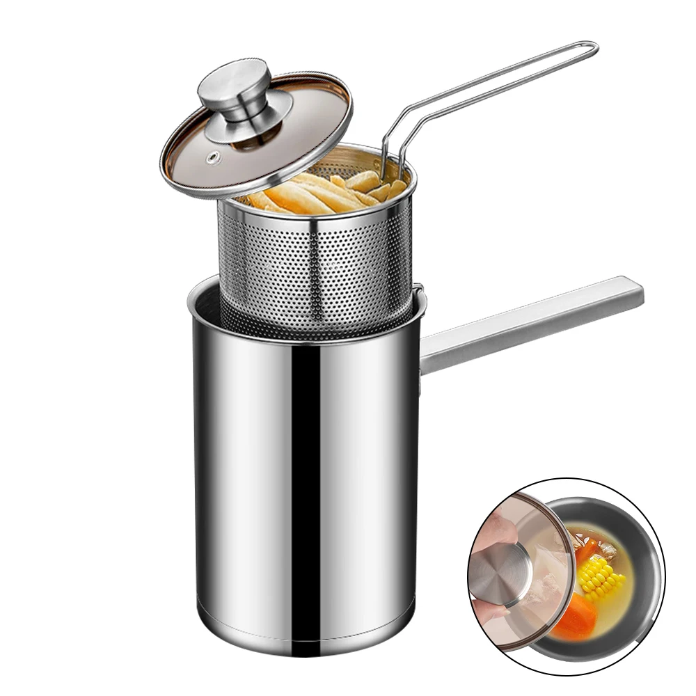 

Cooking Basket Chicken Fried Food Strainer Foldable Thickeded Deep Fryer 304 Stainless Steel Fryer Kitchen Tools Fryer Tool