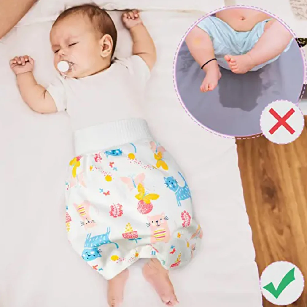 Falda de pañal impermeable para bebé, pañal cómodo para entrenamiento de orinal, corto para niños y niñas, ropa de cama para dormir de noche