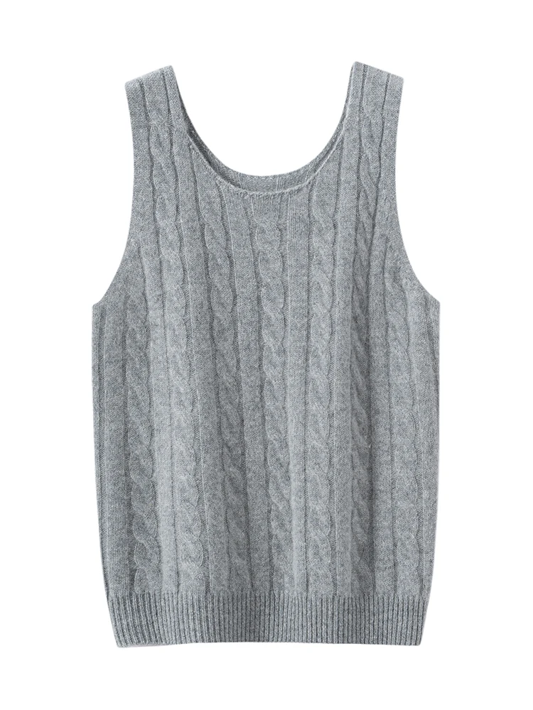 

TLOML шикарный женский 100% кашемировый жилет с круглым вырезом, простой вязаный свитер без рукавов, весенне-осенний кашемировый трикотаж, мягкие удобные топы