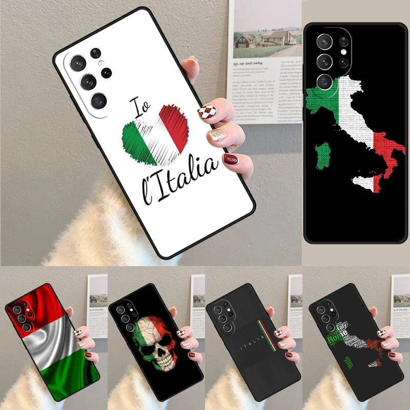 Cover For Samsung Galaxy S24 Ultra S21 S22 S8 S9 S10E Note 10 20 Plus FE S23 Italy Flag Phone case Coque