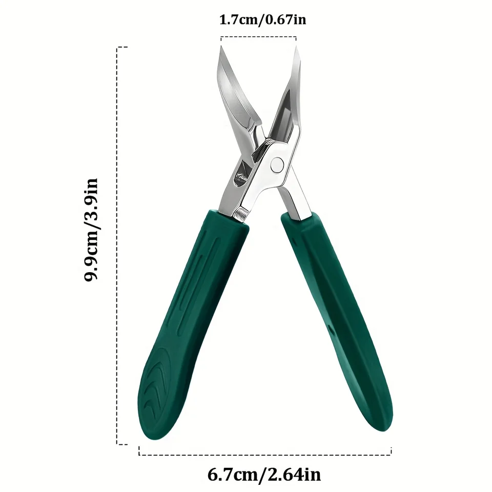 Cortauñas grueso para uñas encarnadas de acero inoxidable, seguro, mango suave, hoja ultra afilada en ángulo de 25 grados, para adultos mayores, a prueba de salpicaduras 4