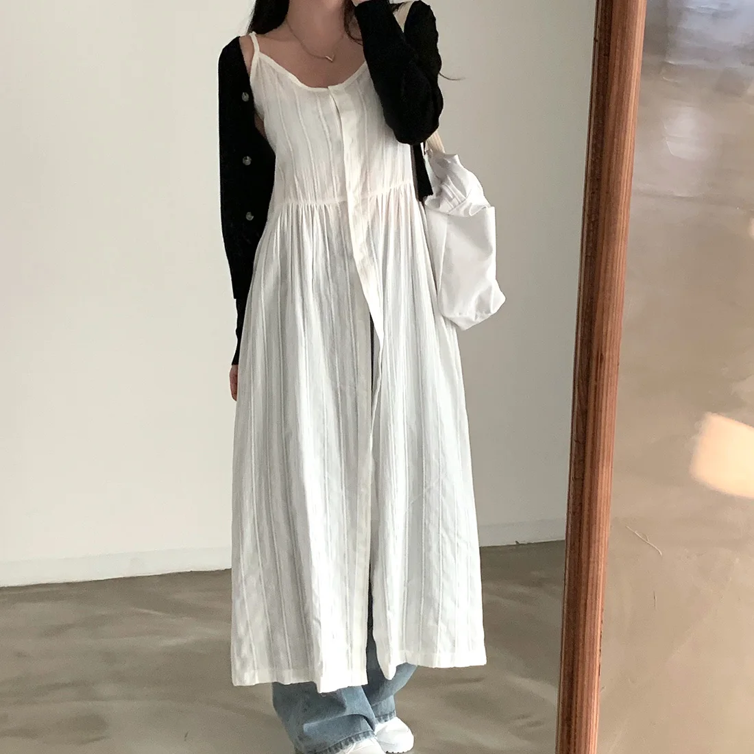 

2Colors Dress Women Clothing Vestido Femme O-neck Bandage Sleeveless Robe Femme Spit See Through Summer Strap Dresses ( A2437