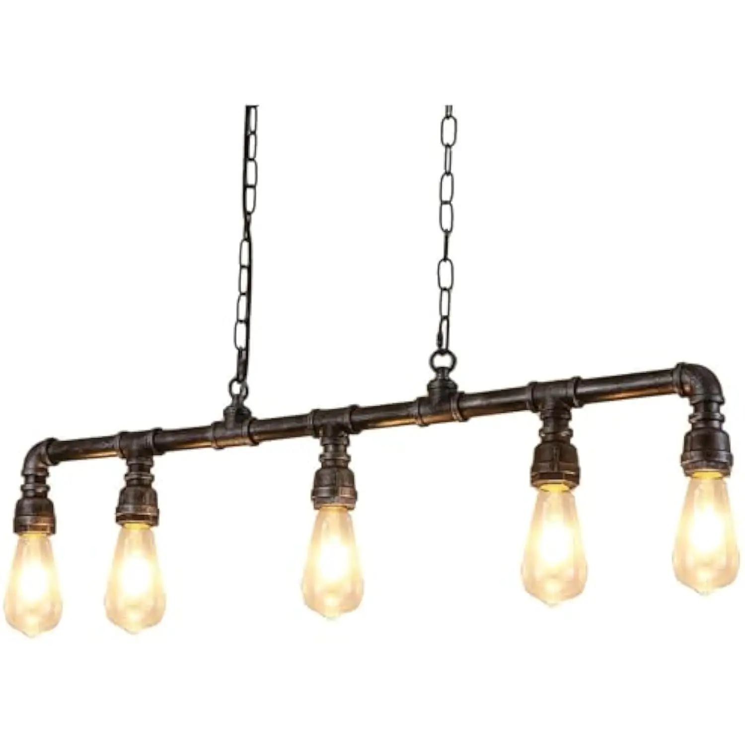

Rustic Industrial Tube Pipe Chandeliers, Steampunk Pendant Light Fixture 5-Light Edison Farmhouse Ceiling Lamp for Dining Room