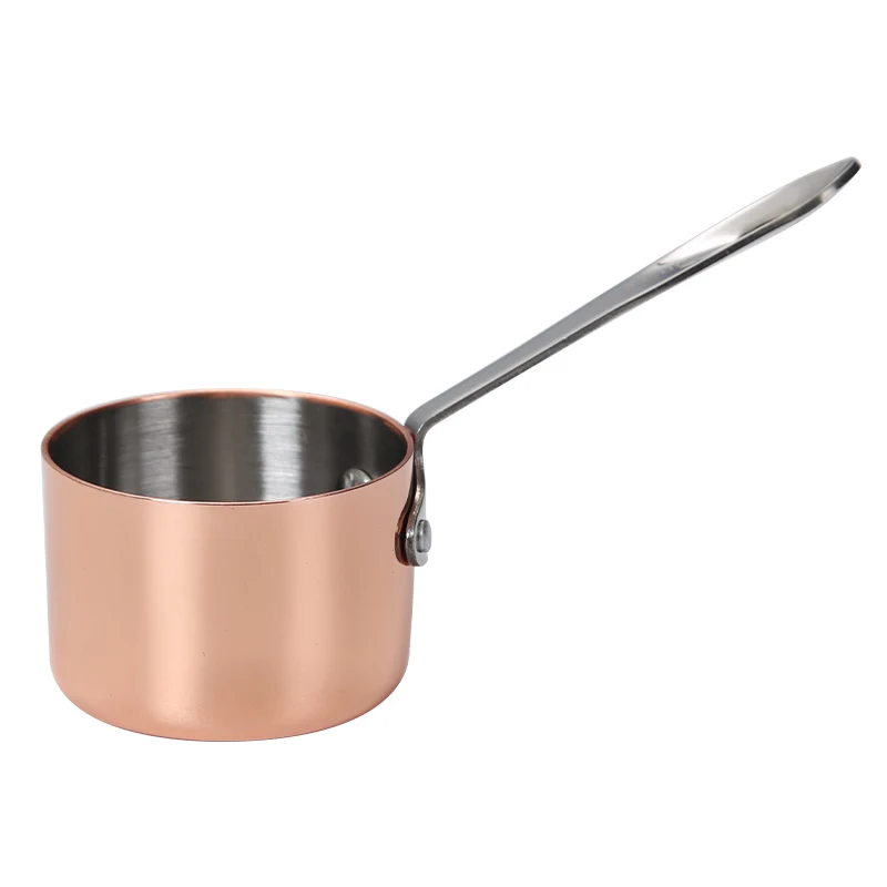 Small copper pot cooking piece hand pot sand stainless steel copper plated rose gold small juice pot pot milk pot iron plate cui