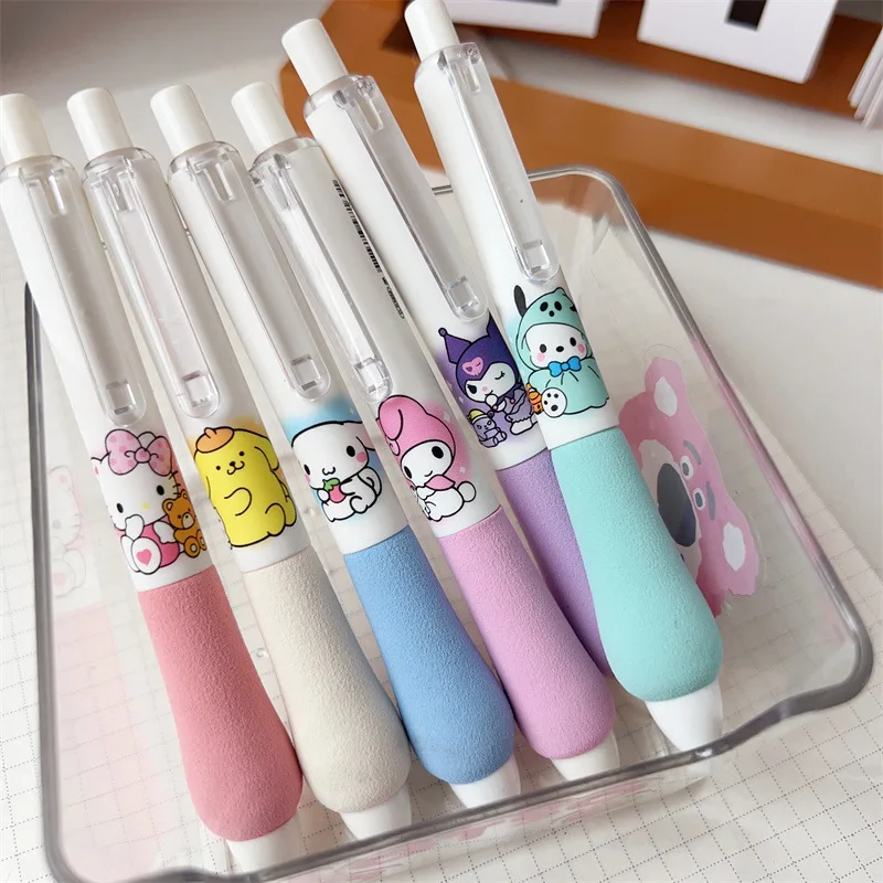 1/3/6pcsSanrios Cinnamoroll Kuromi Mymelody Cartoon 0.5mm Gel Pens Black Ink Neutral Pens kawaii Anime Writing Tools Stationery