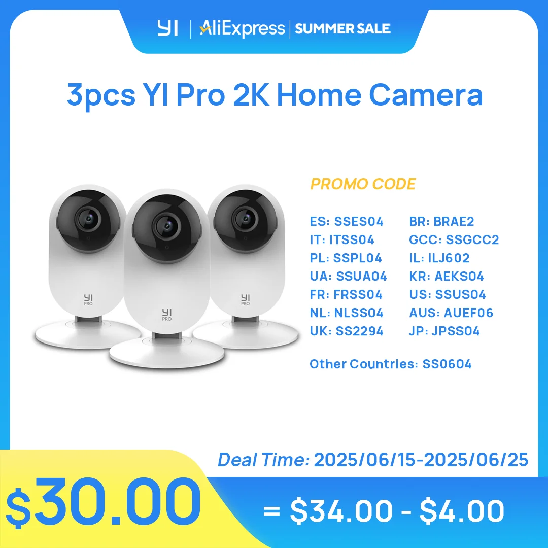 

YI pro 3PC Kits 2K Home Security Camera Wi-Fi IP Smart Surveillance System with Night Vision Baby Monitor