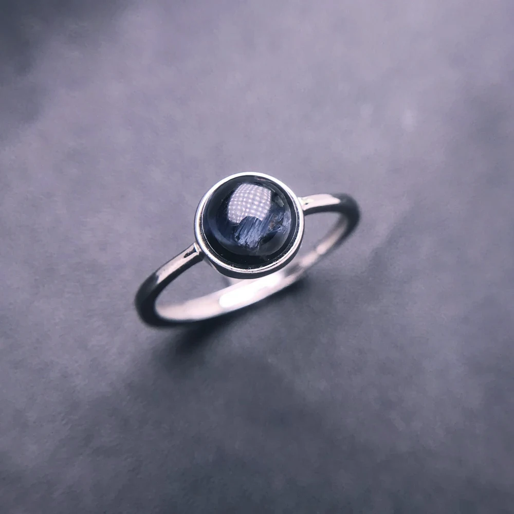 Natural Blue Pietersite Chatoyant Ring 925 Sterling Silver Healing Gemstone 7mm for Women Party Birthday from Namibia