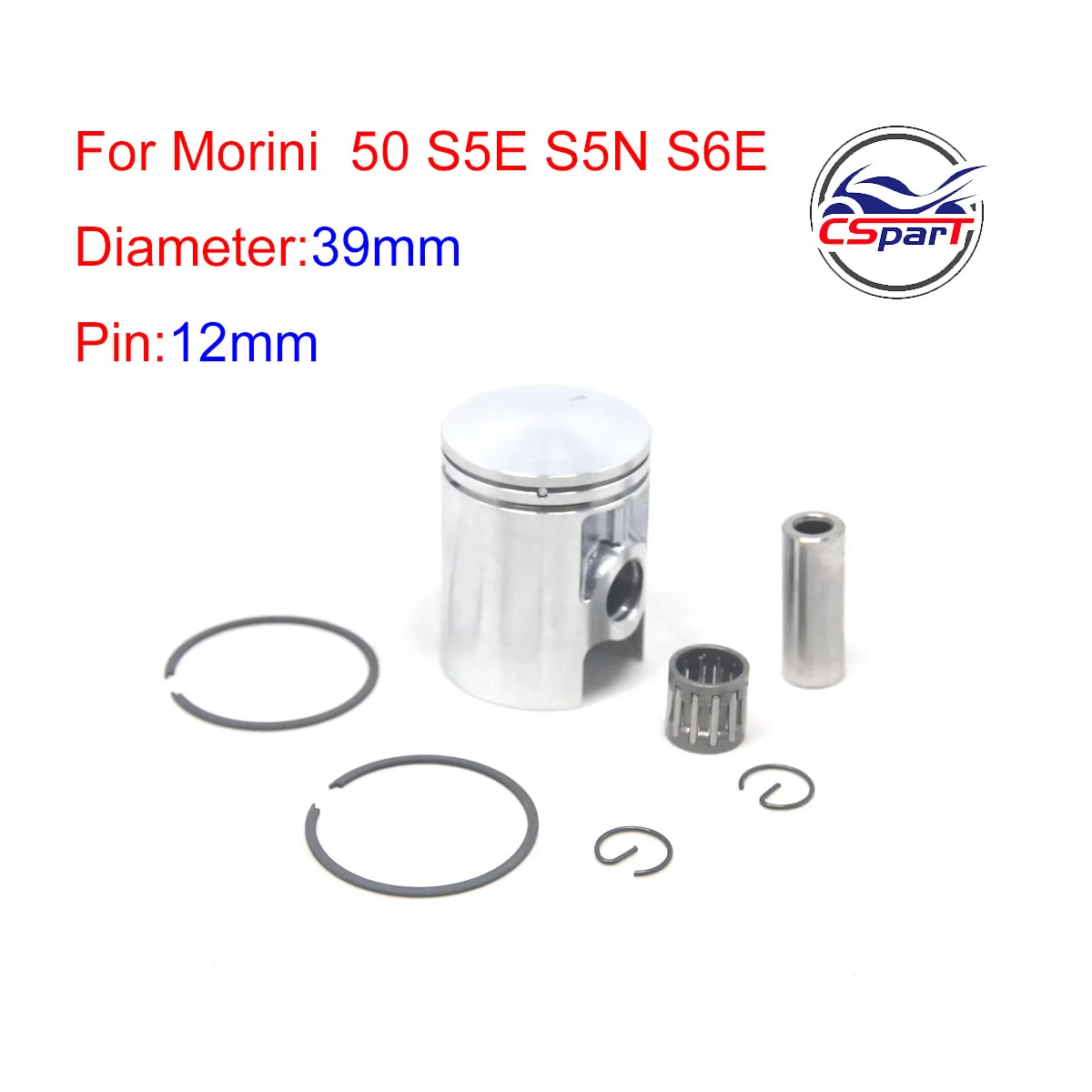 39MM 12MM Piston Ring Bearing Gasket Kit For Husky Boy Malaguiti Grizzly LEM 50CC AC Franco Morini S5E S5N S6E