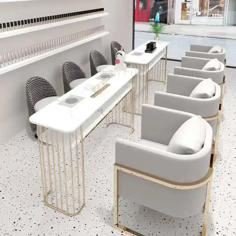 

Vacuum White Portable Cleaner Nail Table Modern Designer Table Manicure Nail Professional Mesinha Manicure Salon Items MQ50NT
