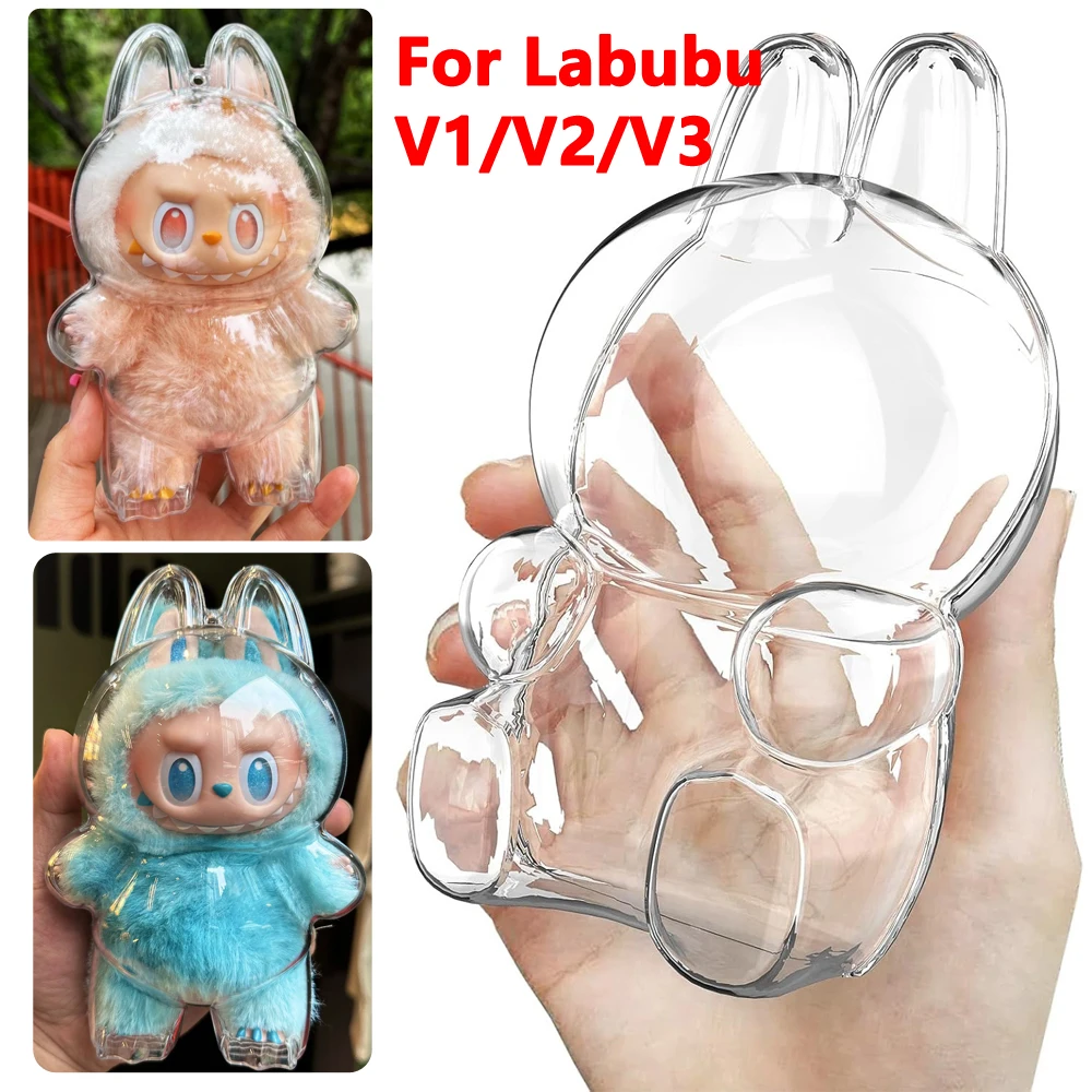 

For Labubu Transparent Protective Cover For Labubu V1/V2/V3 Portable Storage Case Dust Display Bag Organizer Doll Accessories