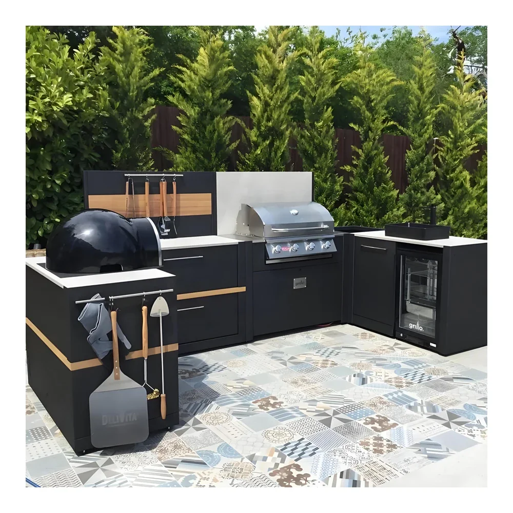 Modern Custom Stainless Steel Outside Kitchen CabinetBBQ Kitchen Outdoor Cabinets Set