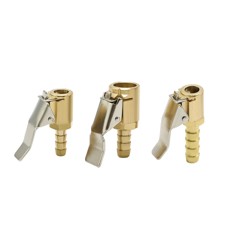 4pcs 6mm/8mm Tire Air Chucks Open Type Euro-style Barb Clip-on Brass Air Chuck Hands-free Tyre Inflation Tool Accessories