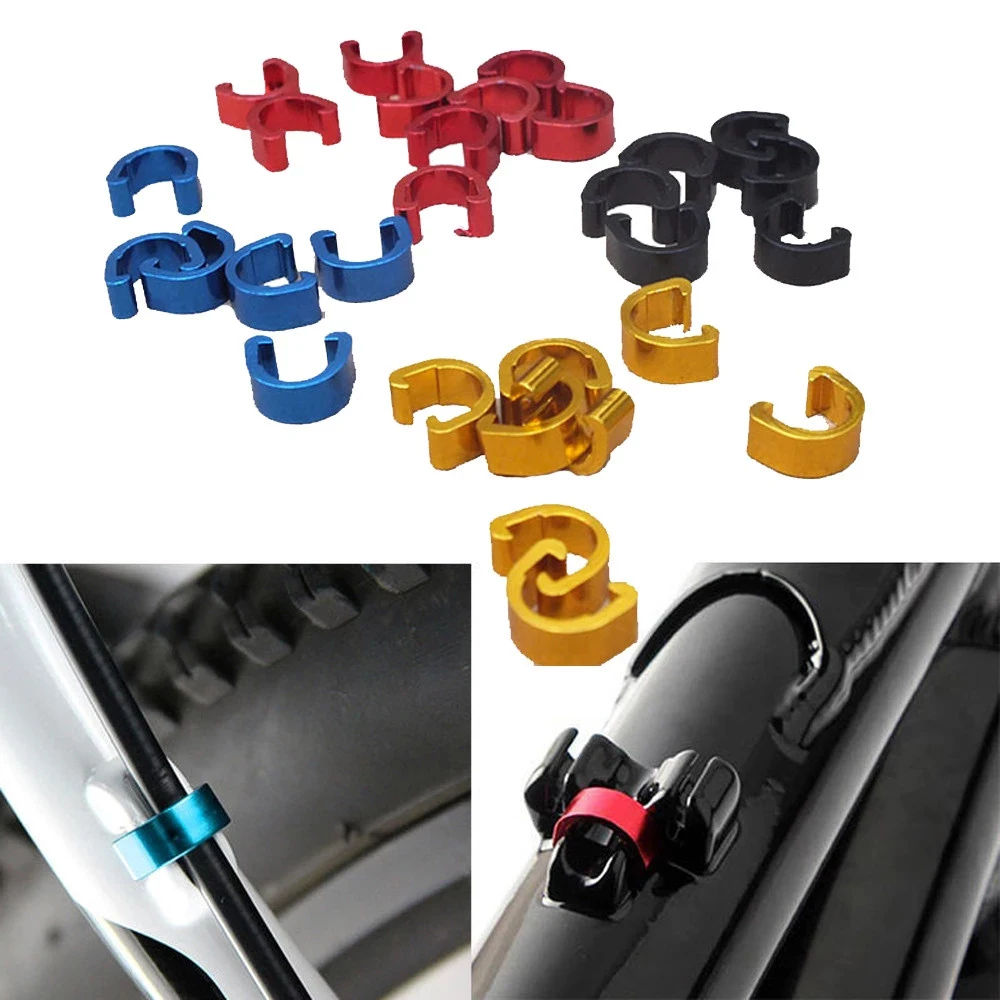 

For Shifter Cable For Brake Cable Road Bike MTB Bike Fixed Clamp Clips C Shape Buckle Bicycle C Clips Fixed Tubing Clips