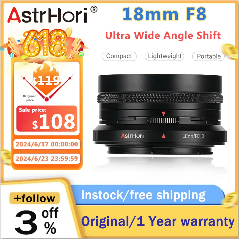 Astrhori 18mm F8 Full Frame Shift Lens Prime Lens For Sony E A7 III IV Canon RF Mount R5 R6 Nikon Z Z7 ZFC L Mount Cameras