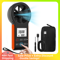 Digital Anemometer 0.3-30m/s, CFM/CMM Air Flow Meter, Wind Speed/Temp Tester, Rechargeable, Backlight, HVAC, Handheld