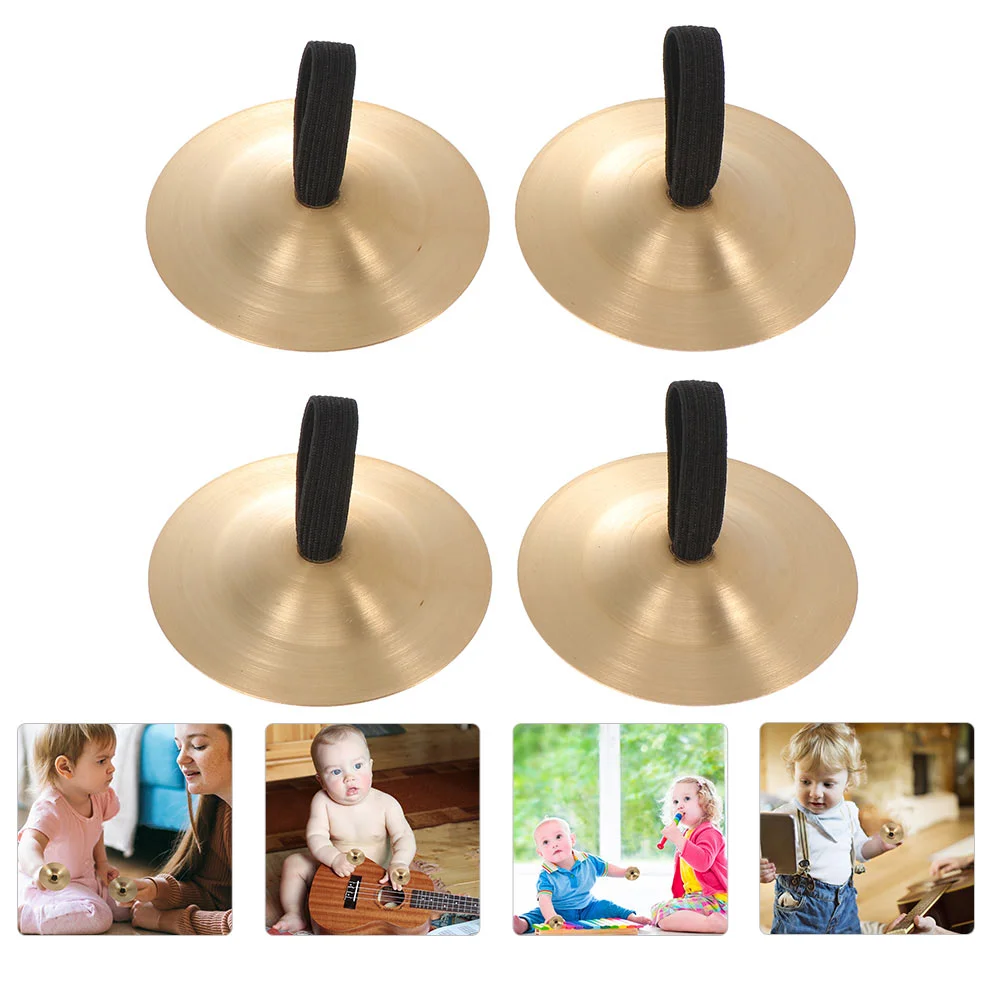 

2 Pcs Orff Copper Cymbals Finger Hand Cymbalas Children's Rings Props Instruments Musical Percussion