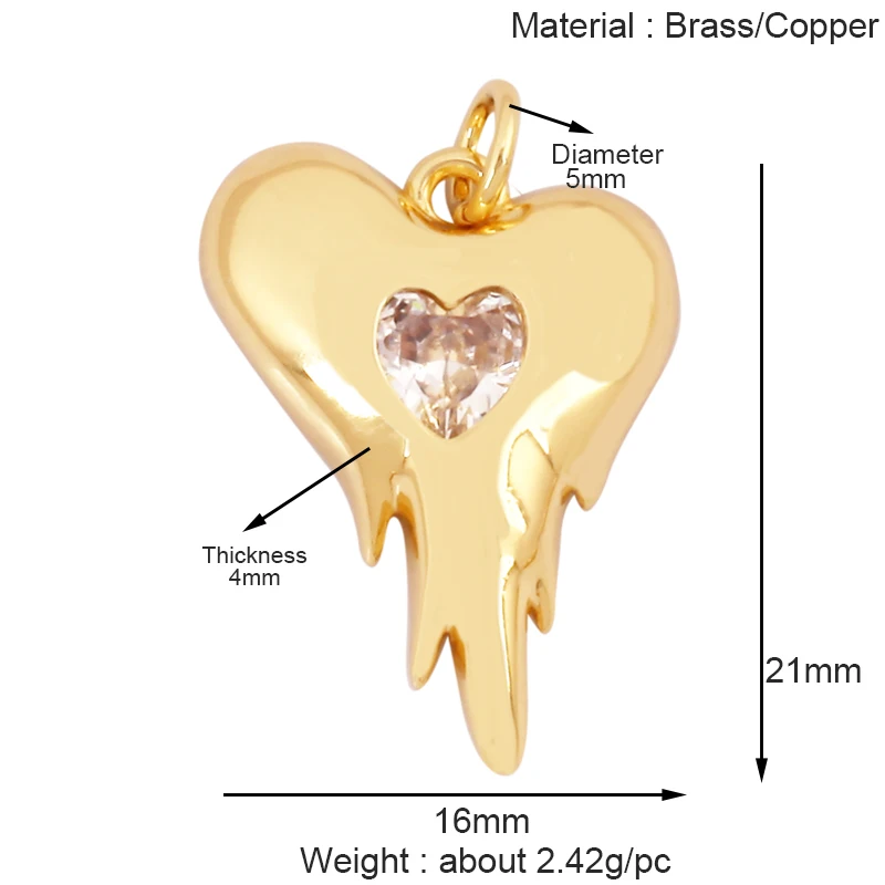 Mode Bunte Zirkon Brenn Liebe Herz Stern Charm Anhänger, 18K Gold Überzogene Halskette Armband DIY Handgemachten Schmuck Liefert K81 – Detail 10