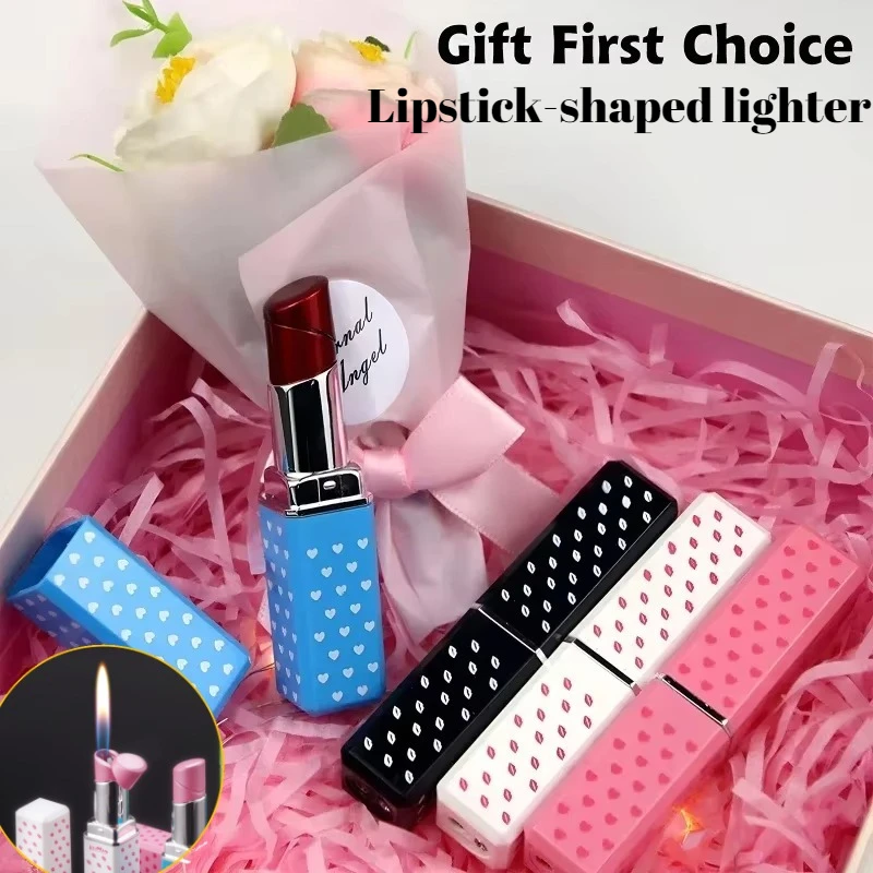Cute Lipstick Shaped Inflatable Lighter | Windproof Portable Mini Butane Lighter, Fashion Women's Gift Cigarette Accessory