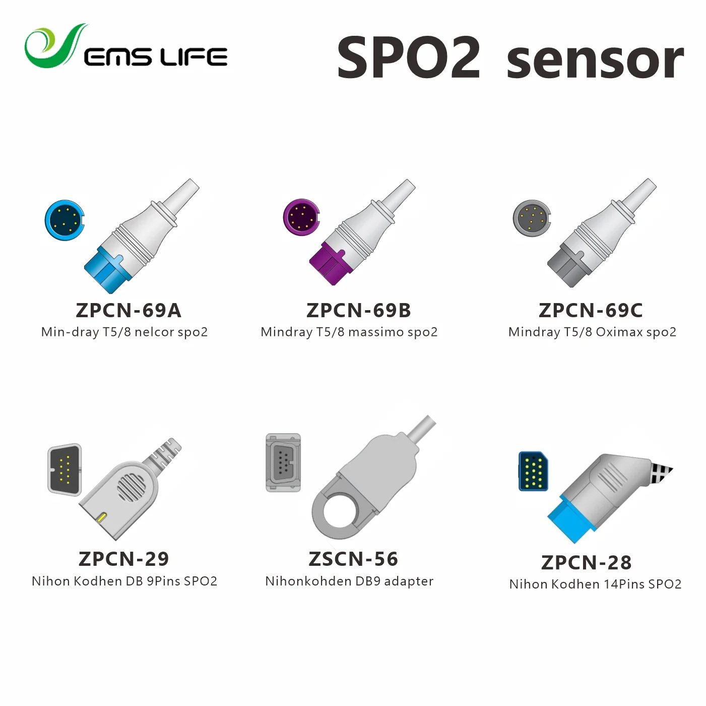5pcs packing Medical Connector Assembly for SPO2 ECG min-dray nihon-kohden monitoring