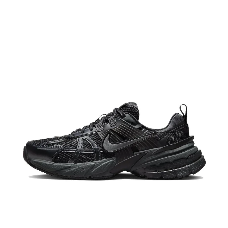 Nike V2K Run Low Men's and Women's Sneakers Trendy Retro Running Shoes Soft and breathable Sneakers Lightweight solid black