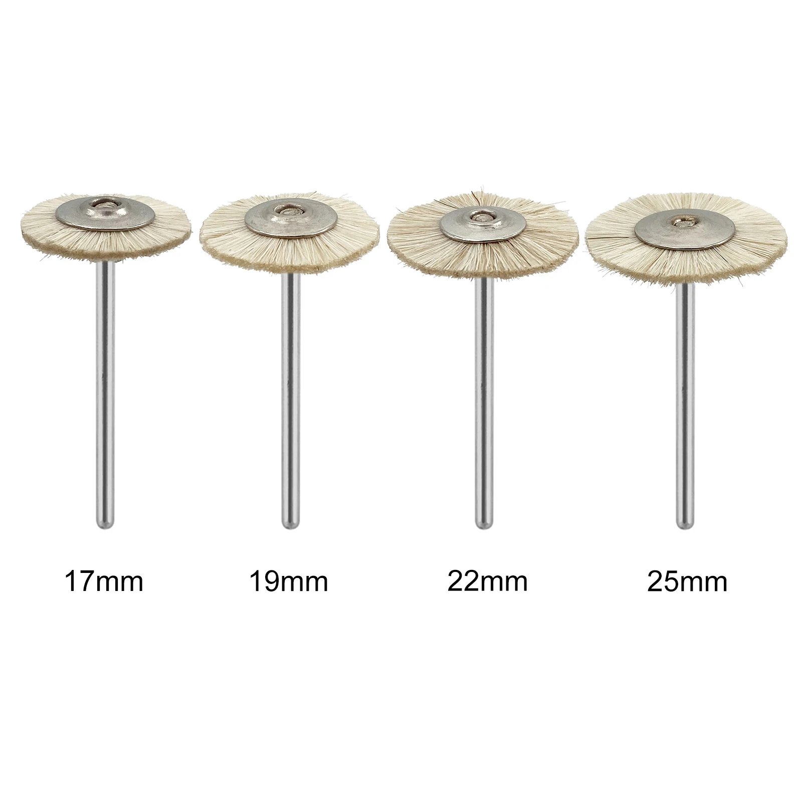 10Pcs/Bag 2.35mm Polishing Brush Wheel Dental Laboratory Lab Materials Soft White Goat Hair Rotary Tools Low Speed HP Shank Buff