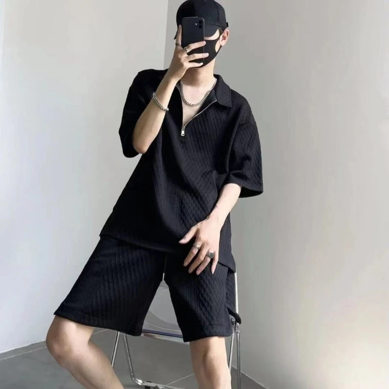 Men's Summer High-Texture Loose Fit Polo & Shorts Set Premium Brand Collared Casual Fashionable Two-Piece Ensemble