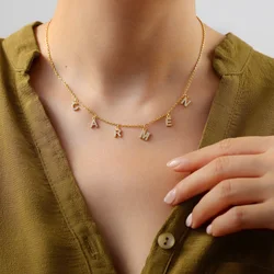 Personalisierte Namenskette für Frauen, Zirkon-Halskette mit Anfangsbuchstaben-Anhänger, Edelstahl-Großhandelsschmuck