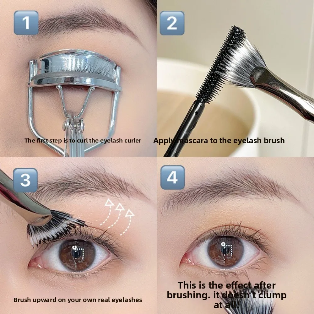 Escova de cílios recortada de ângulo dobrável, ferramenta separadora de cílios de atualização 2025, escova de ventilador de rímel, escova de cílios em forma de leque angular, maquiagem