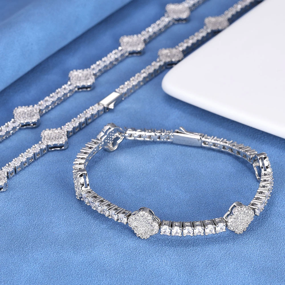 D Color VVS1 Four Leaf Clover Moissanite Tennis Bracelet GRA Certified Pass Diamond Tester S925 Sterling Silver 18K Gold Plated Anti Allergy Never Fade Stackable Luxury Bridal Fine Jewelry Wedding Anniversary Birthday Daily Party Gift For Women