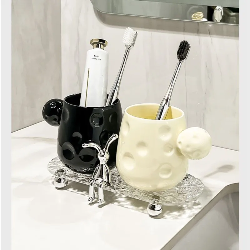 

Керамическая чашка для полоскания рта для ванной комнаты, чашка для зубной щетки для пары, набор чашек для бытовой мытья, чашка для зубной щетки, набор стеллажей для хранения зубной щетки ZG822