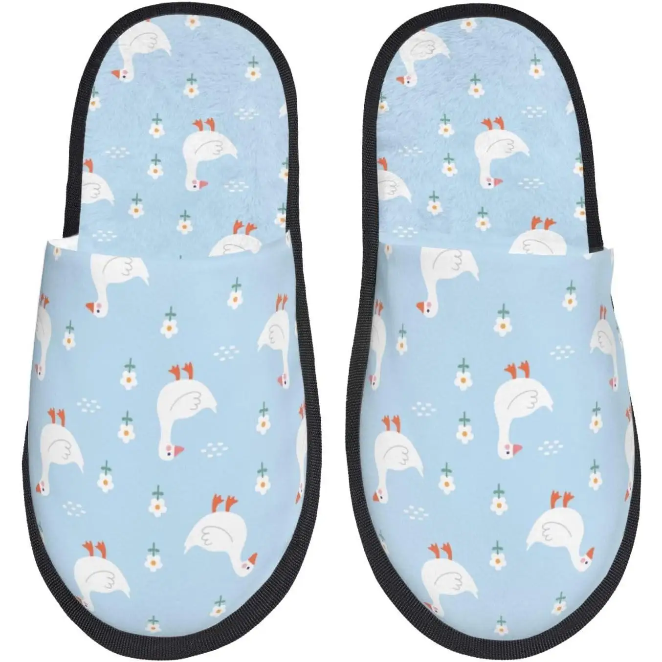 

Женские нечеткие домашние и уличные зимние домашние тапочки с принтом гусиных белых цветов, женские тапочки для спальни