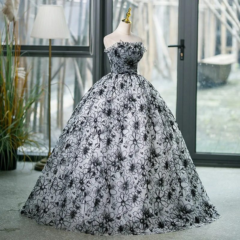 Robes Quinceanera sans bretelles, robe de Rhde luxe, robe de soirée à fleurs douces, photo réelle personnalisée, robe de Rhclassique, automne, nouveau, 2023