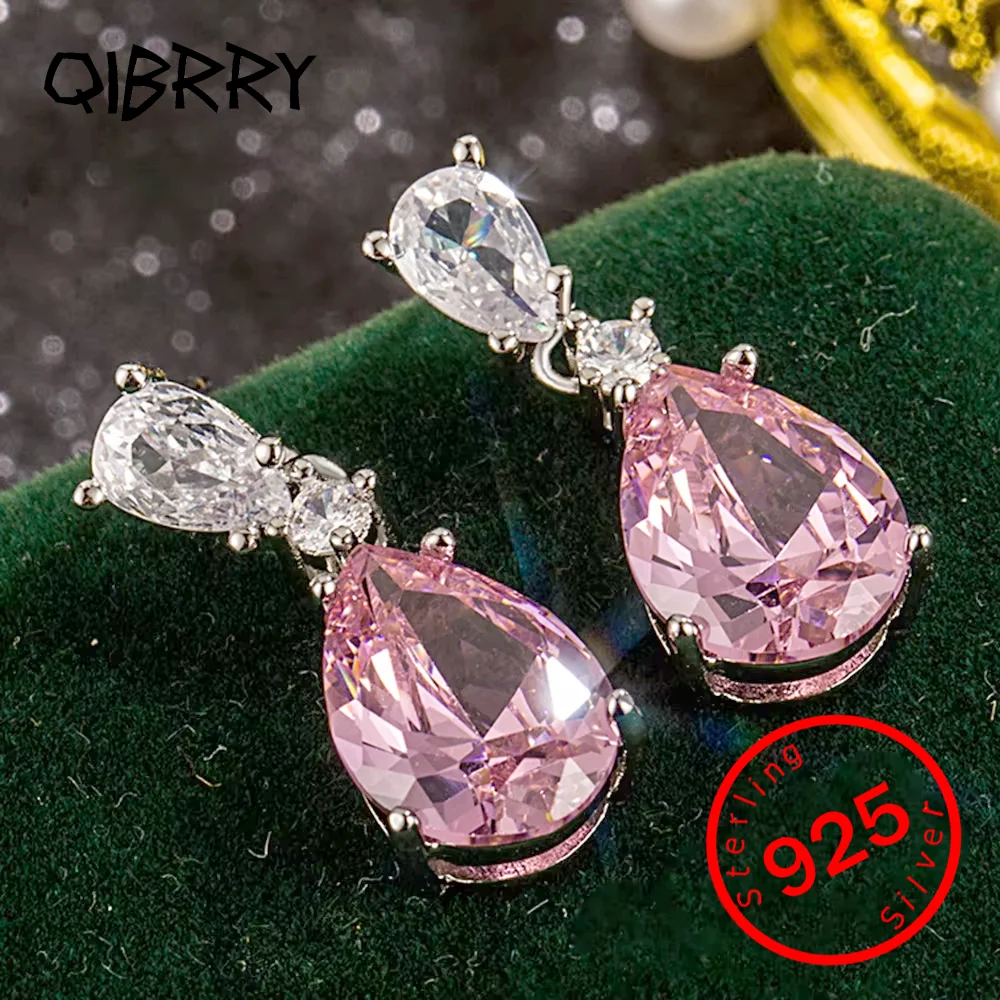 

1.9ct Pear Created Pink Sapphire 925 Sterling Silver Water Drop Earrings for Woman Fashion Gemstone Jewelry Anniversary Gift