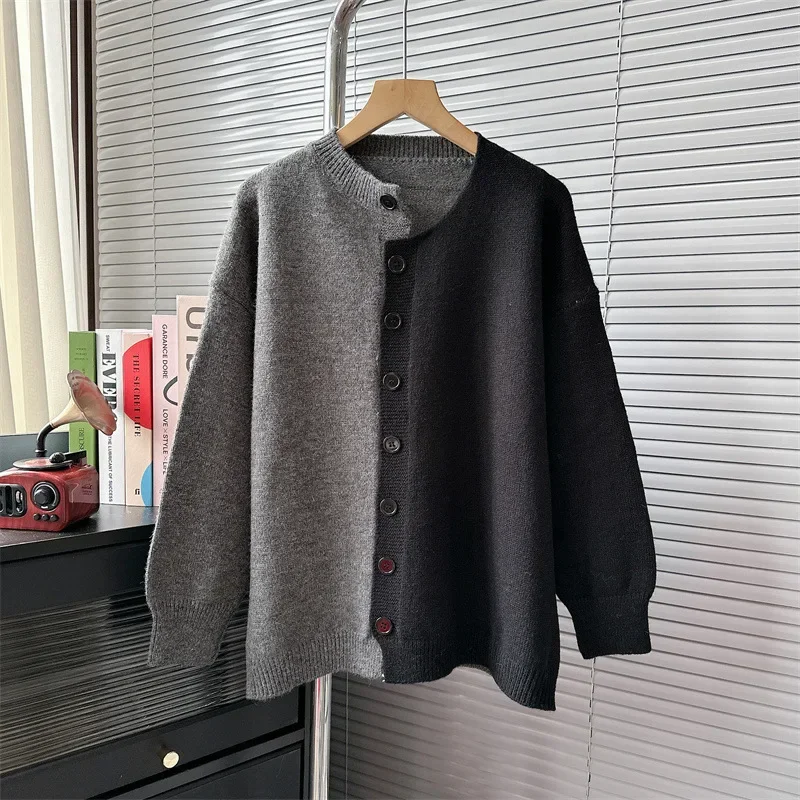 Strick pullover Frauen lässig Strick mantel locker sitzen runder Kragen einreihig 2024 Herbst Winter weibliche Strickjacke Strickwaren