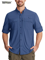 TACVASEN Fishing Shirts Mens UPF 50+ Quick Dry Long Sleeve Breathable Shirts Outdoor Work UV Sun Protection Button Down Shirts