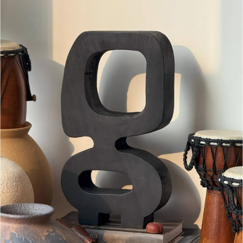 

Абстрактная геометрическая скульптура из цельного дерева, минималистичная центральная часть стола в стиле дзен для современного художественного декора, уникальное украшение для домашнего офиса