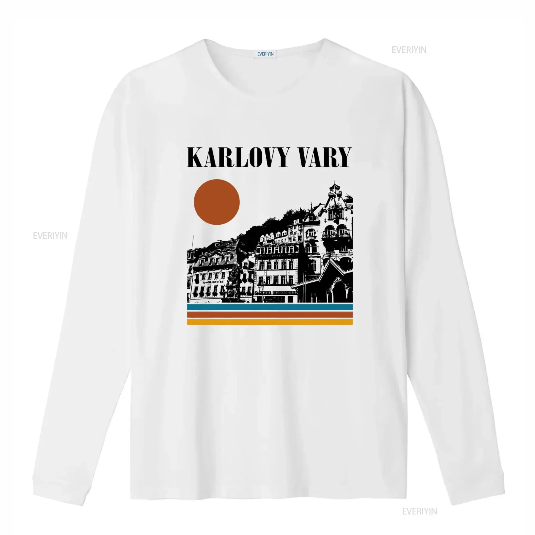 Karlovy Vary T Shirt Retro Vintage Travel Minimalist Midcentury Design Czech Republic Souvenir  vintage Washed Unisex homme