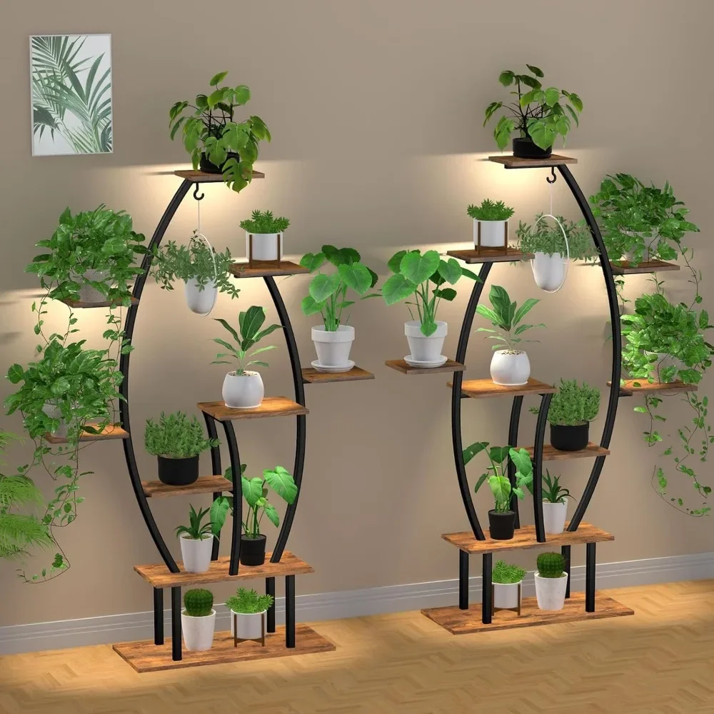 

2 Pack Stand Indoor with Grow Light - 59" Indoor Shelf, 9 Tiered Tall Stands for Indoor Plant Multiple, Metal