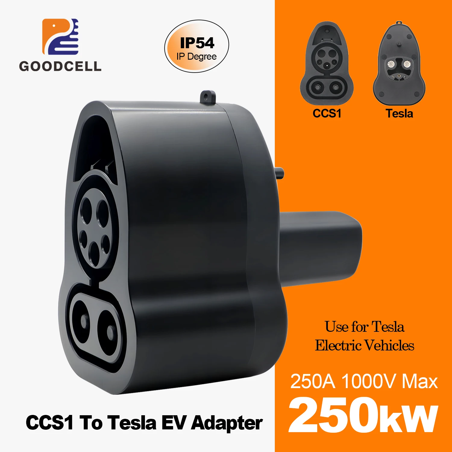 

GOODCELL CCS1 to NACS Charger Adapter Compatible with Tesla Model 3/X/Y 250KW Max Fit For Tesla Charging From CCS1 Station